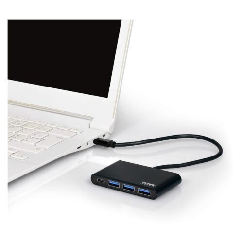 Port USB Type-C to 3 x USB3.0 and 1 x Type-C PD 30cm 4 Port Hub - Black - Image 4