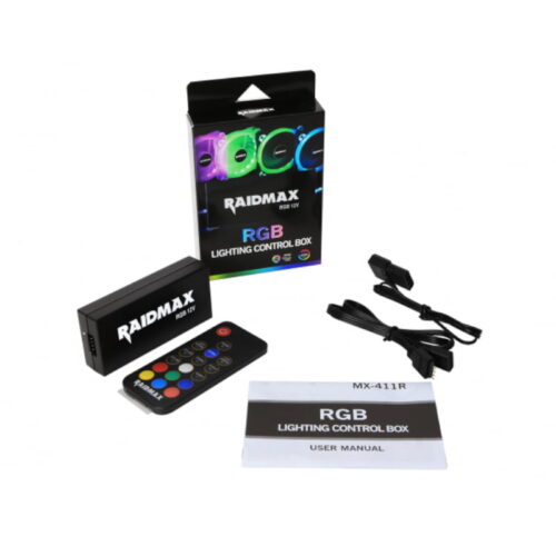Raidmax RGB LED 4 Port (4 Pin) Controller | 4 Pin RGB Motherboard Connector (Compatible with: Fusion 2.0/Mystic Light Sync/Aura Sync)